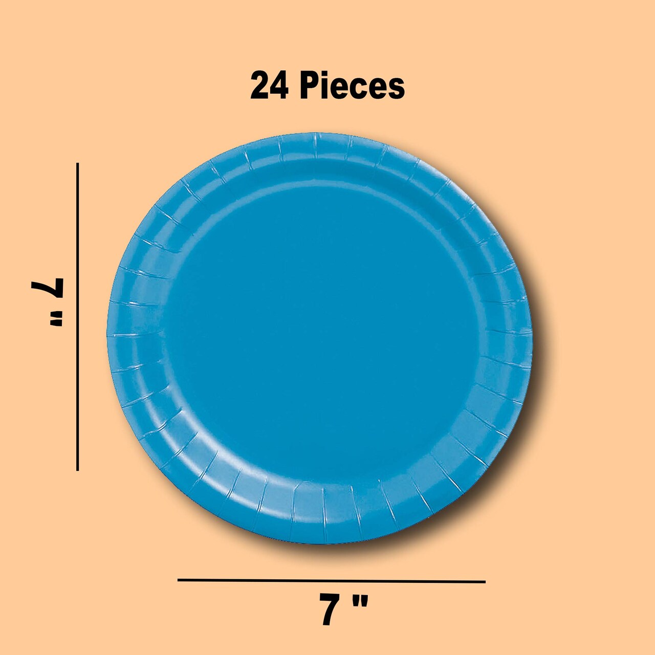 24 Count Turquoise Paper Plates 7" Round Disposable Dessert Plates for Celebrations